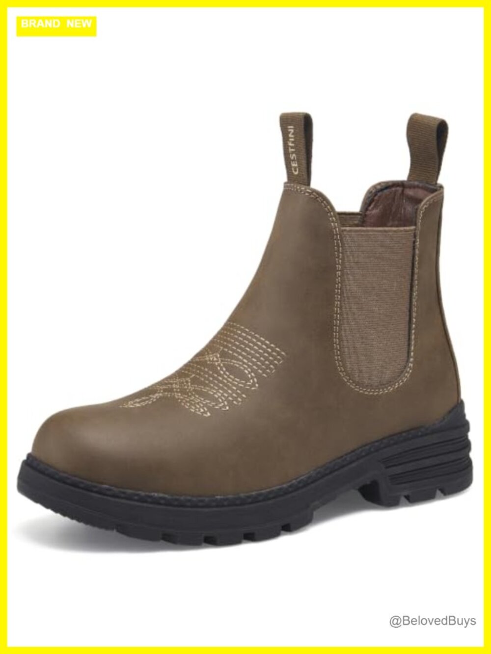 Cestfini Faux Leather Chelsea Hiking Ankle Boots Western Pull-On